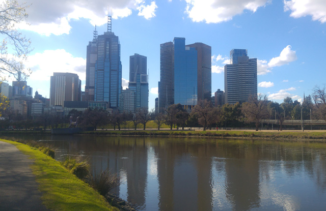 Melbourne CBD seen from Yarra River